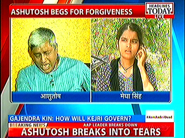 Live: AAPs Ashutosh bursts into tears while talking to farmer.