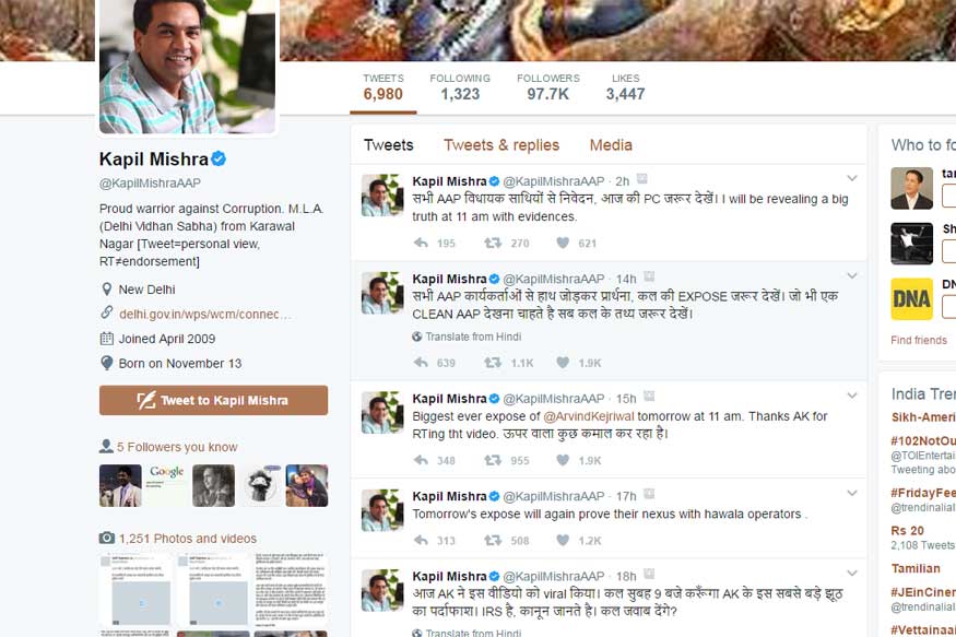 Kejriwal opposed note ban as it threatened money laundering: Kapil Mishra Kejriwal opposed note ban as it threatened money laundering: Kapil Mishra