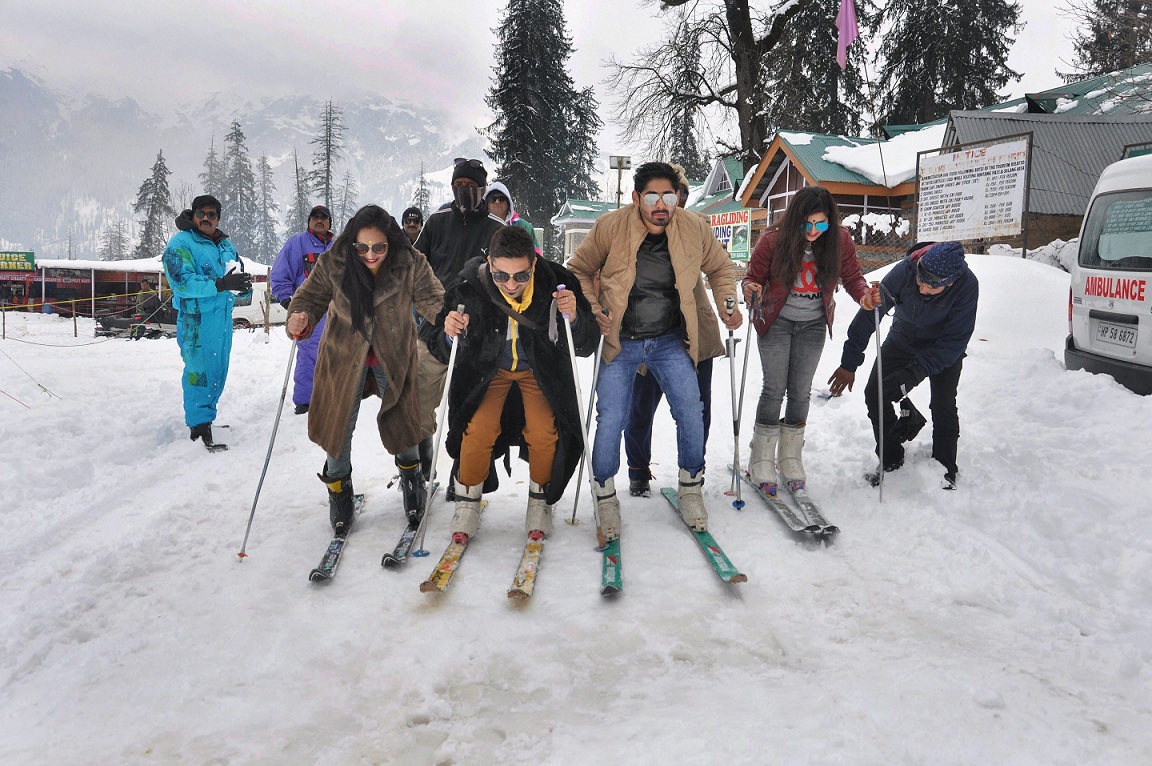   Manali:  Tourists enjoy skiing at Solangnala after fresh snowfall in Manali on Tuesday. PTI 