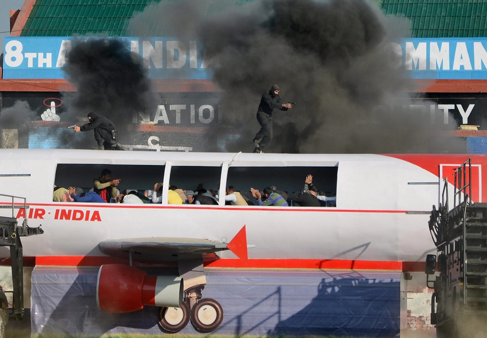    NSG commandos demonstrate their terror-combat skills during the 8th All India Police Commando Competition on the NSG campus Manesar in Gurugram on Saturday. PTI   