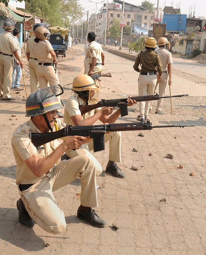    Police personnel in action against RPI activists who went on rampage during their protest in Aurangabad on Tuesday over clashes that broke out at 200th anniversary celebrations of the Battle of Bhima in Koregaon near Pune. PTI   