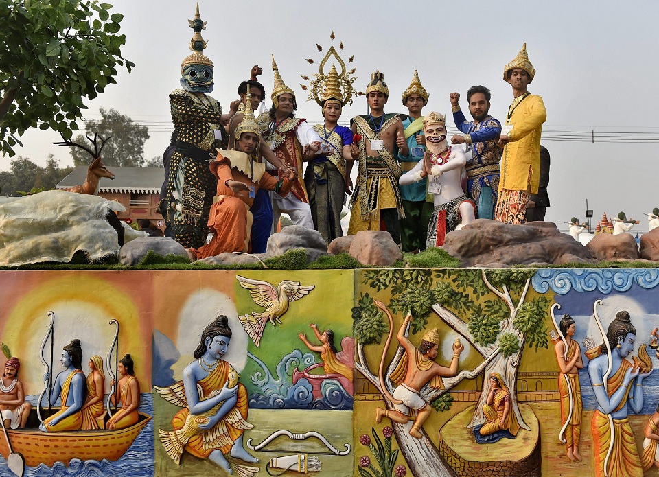    Artists of ASEAN tableau for the Republic Day parade in New Delhi. PTI   