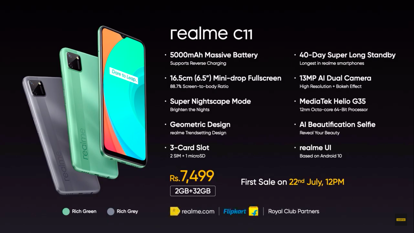 realme c11 front camera mp