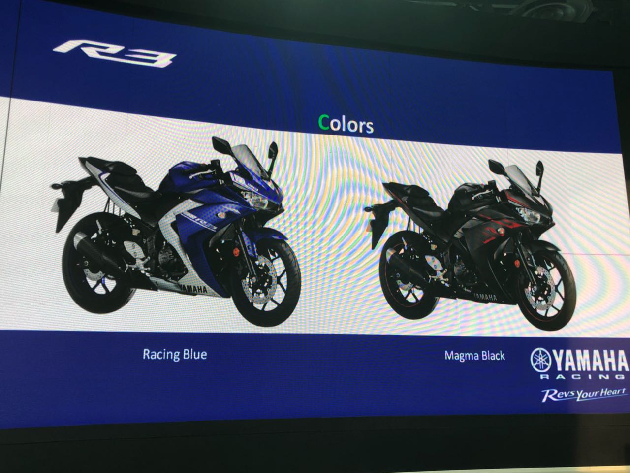 <p>Here are the colour options for the Yamaha R3</p>