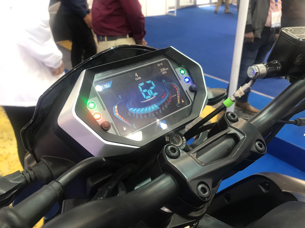 <p>TFT cluster (not production ready) that offers info on navigation, music, phone and also digital display of motorcycle info.</p>