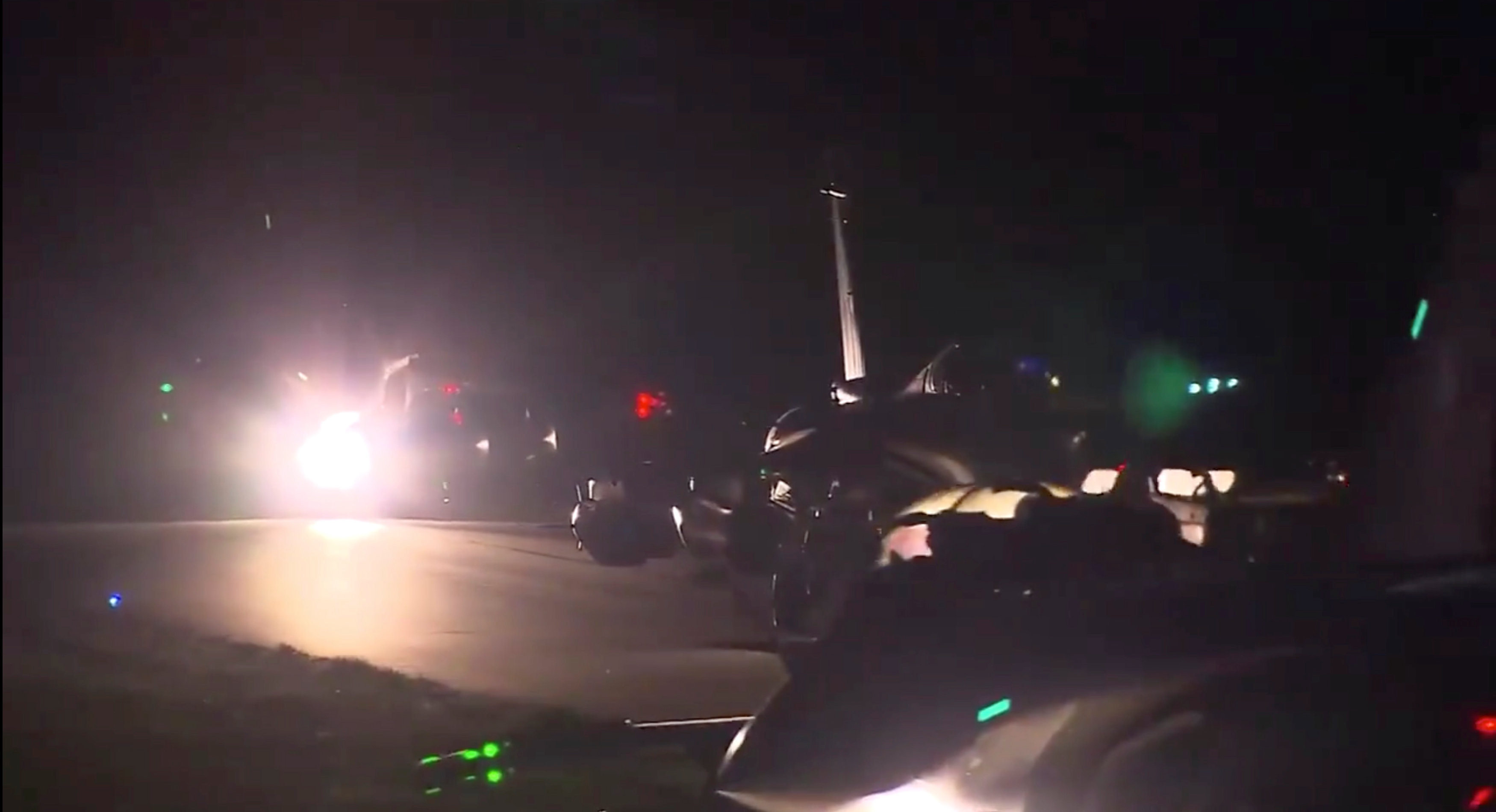  Planes prepare to take off as part of the joint airstrike operation, in this still image from video footage obtained on April 14 from social media. Image: Reuters 