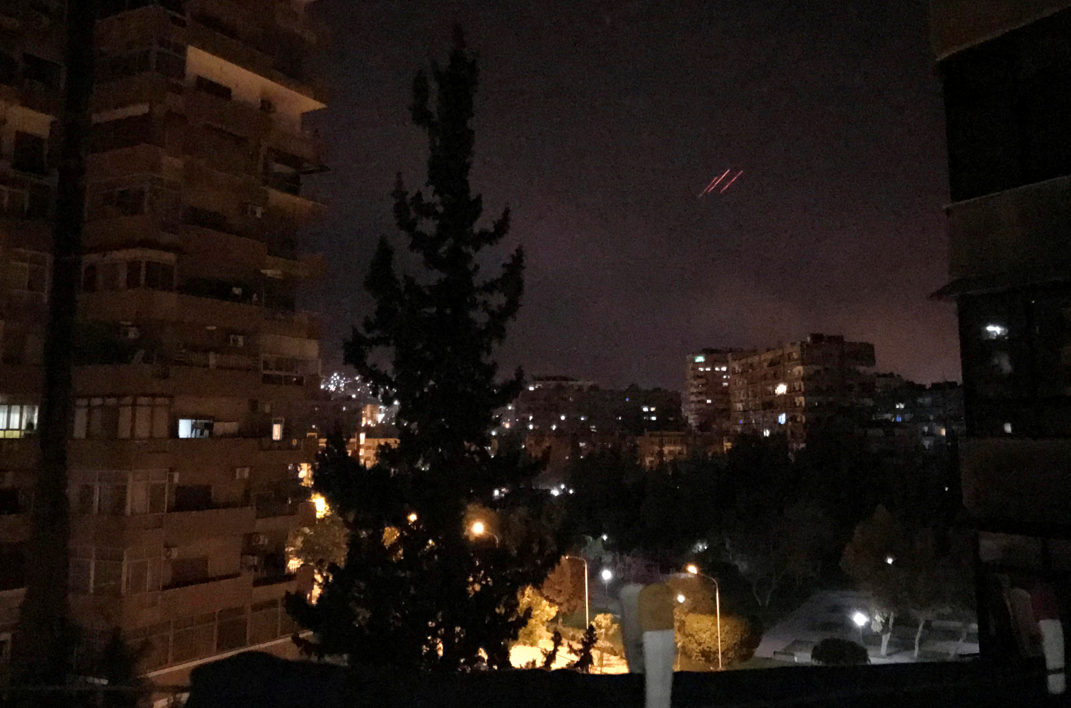  Anti-aircraft fire is seen over Damascus,Syria early on Saturday. Image: Reuters 