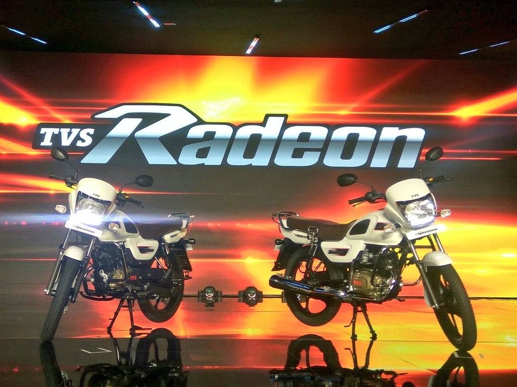 <p>And here is the new 110cc commuter motorcycle from @TVSMotor. The #Radeon</p>