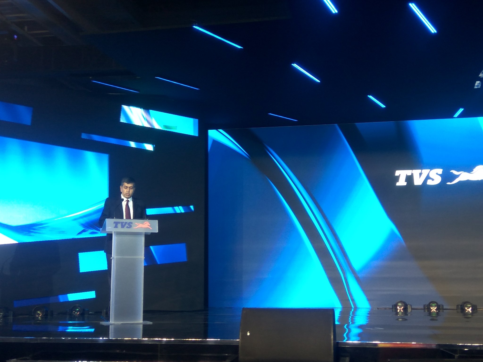 <p>KN&nbsp;Radhakrishnan, president and CEO, @tvsmotorcompany is on stage to talk about the new commuter motorcycle</p>