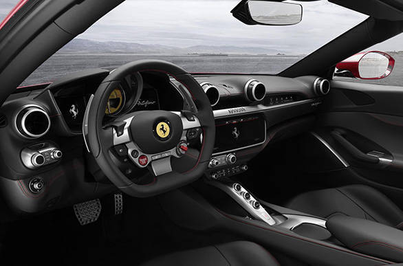 <p>The interior of the Ferrari Portofino gets a couple of changes to the layout, and boasts new features like a 10.2-inch touchscreen infotainment unit, 18-way electrically adjustable seats and a new wind deflector which reduces airflow inside the cabin by 30 per cent when the roof is down.</p>