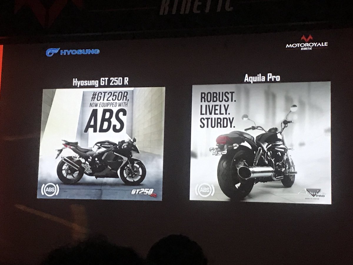 <p>Brings back the Hyosung brand. GT 250RC and Aquila Pro will be available at the Hyosung dealerships from today.</p>