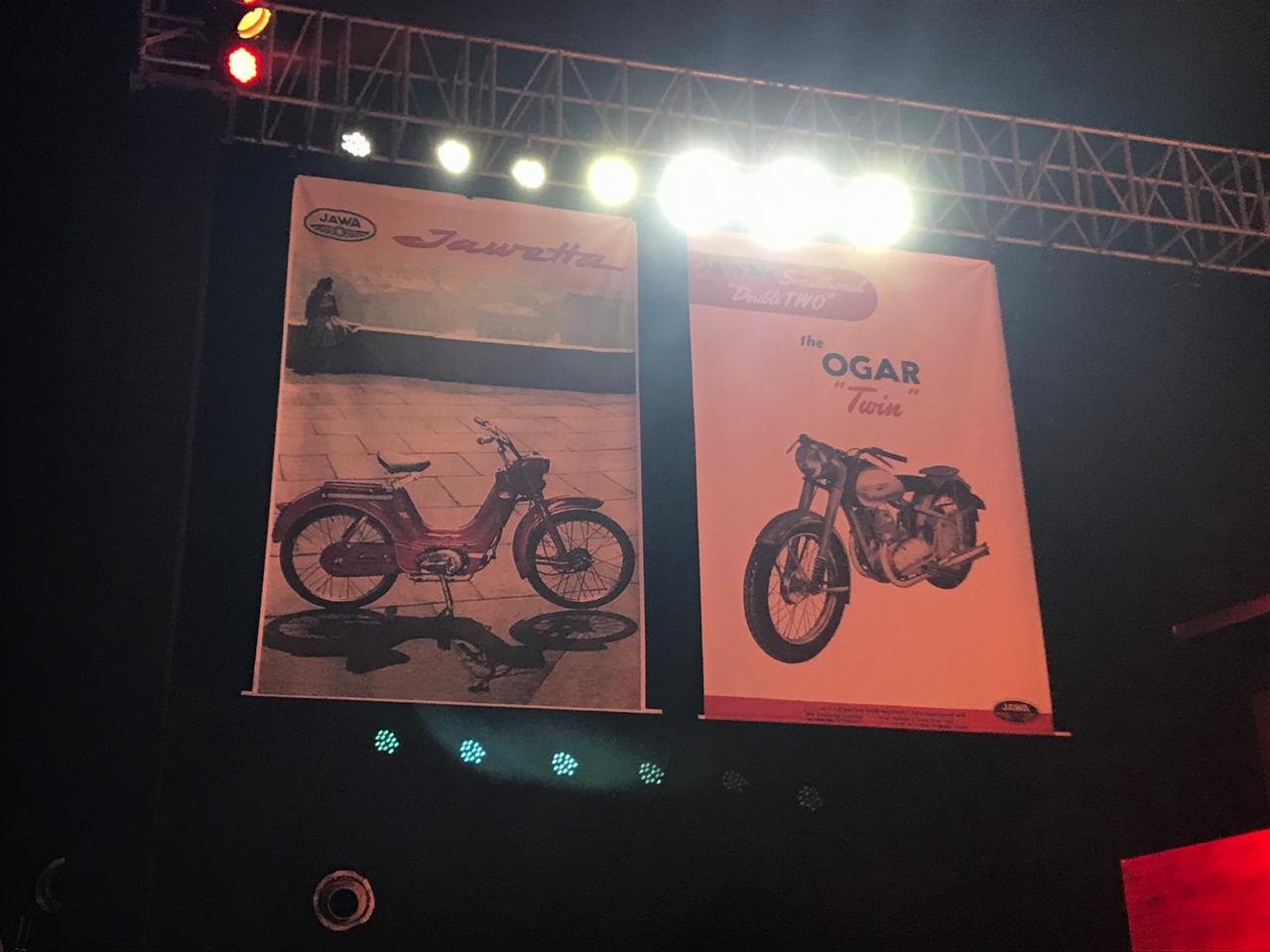 <p>Some of the posters of old Jawa&nbsp;Motorcycles on display at the launch event here to evoke nostalgia.&nbsp;</p>