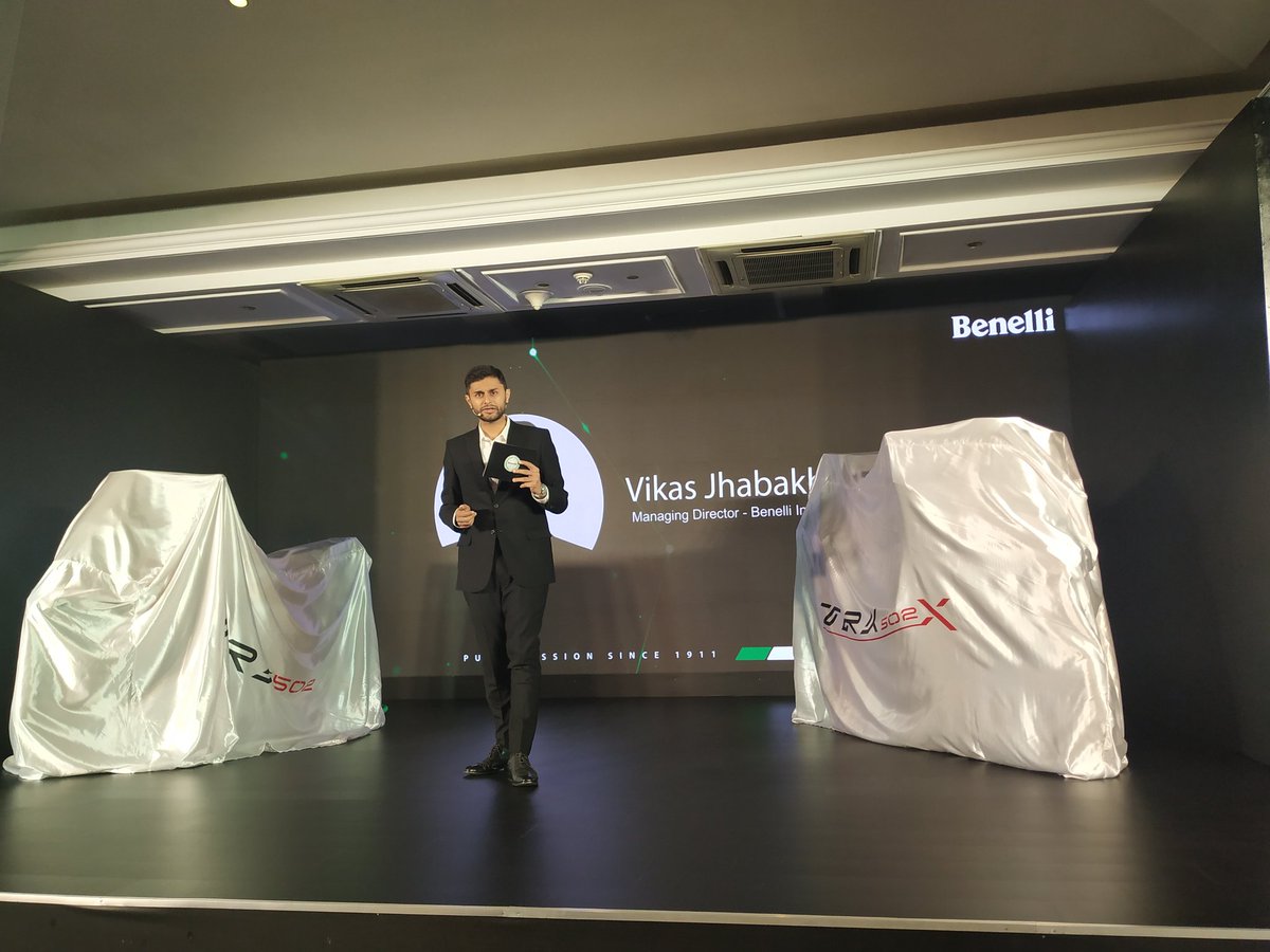 <p>Benelli India MD, Vikas Jhabakh is on stage to talk us through the new TRK502 and TRK502X</p>