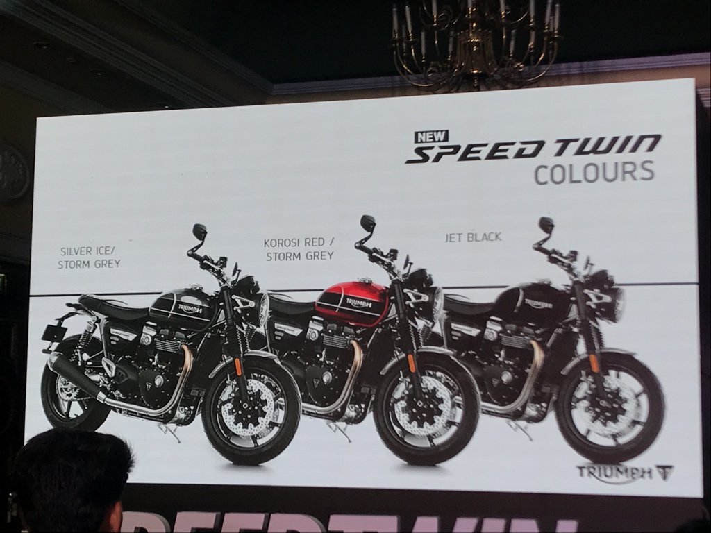 <p>The Triumph Speed Twin will be offered in three colours in India, all being dual tone shades.</p>