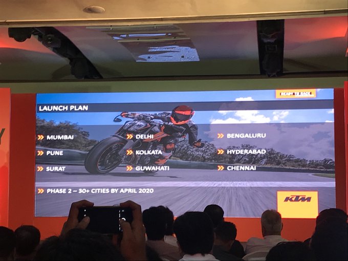 <p>The 790Duke is being launched in 9 cities today, to be sold in 30+ cities by next year.</p>
