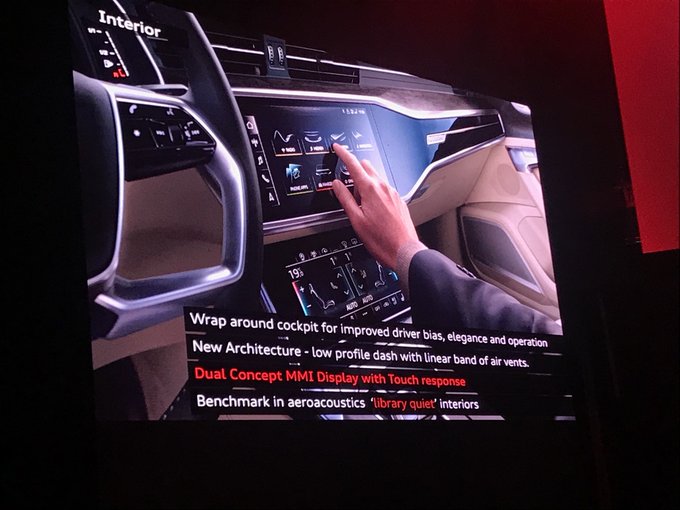 <p>The Audi&nbsp;&nbsp;A6 will be the first Audi in India to use its dual touchscreen layout. Will also come equipped with four zone climate control and 30 colour mood lighting.</p>
