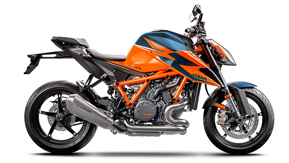 <p>180PS/140Nm, 189kg dry weight, cruise control, four riding modes, engine brake control, supermoto ABS and more. <a href="http://overdrive.in/news-cars-auto/eicma-2019-180ps-making-2020-ktm-1290-super-duke-r-is-here/">The 2020 KTM 1290 Super Duke R showcased.</a></p>
