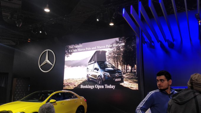 <p><strong>Mercedes-Benz India at Auto Expo 2020:</strong></p>

<p>The Mercedes-Benz V-Class Marco Polo can be had in two variants, Camper and Horizon. Bookings for both have opened today.</p>