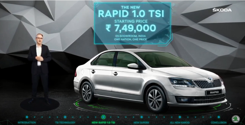 <p>The Skoda&nbsp;Rapid has been launched at Rs 7.49 lakh</p>