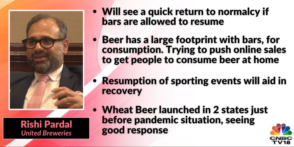   Will see a quick return to normalcy if bars are allowed to resume, Rishi Pardal of United Breweries says.   