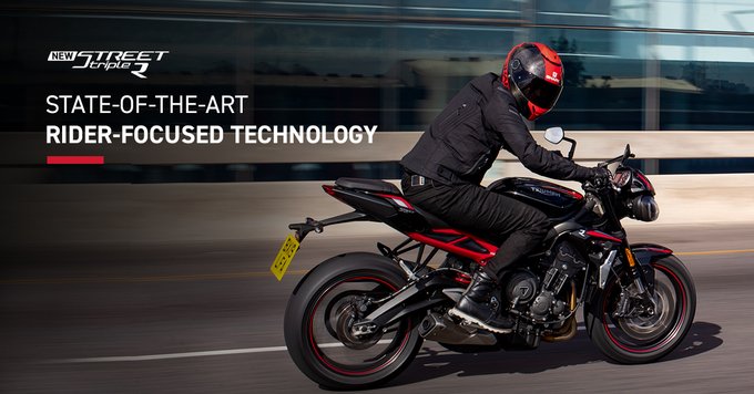 <p>Other equipment on the Street Triple R includes&nbsp;Triumph Shift Assist up &amp; down quickshifter, 3 riding modes for maximum control, and ride-by-wire, ABS &amp; traction control&nbsp;&nbsp;</p>