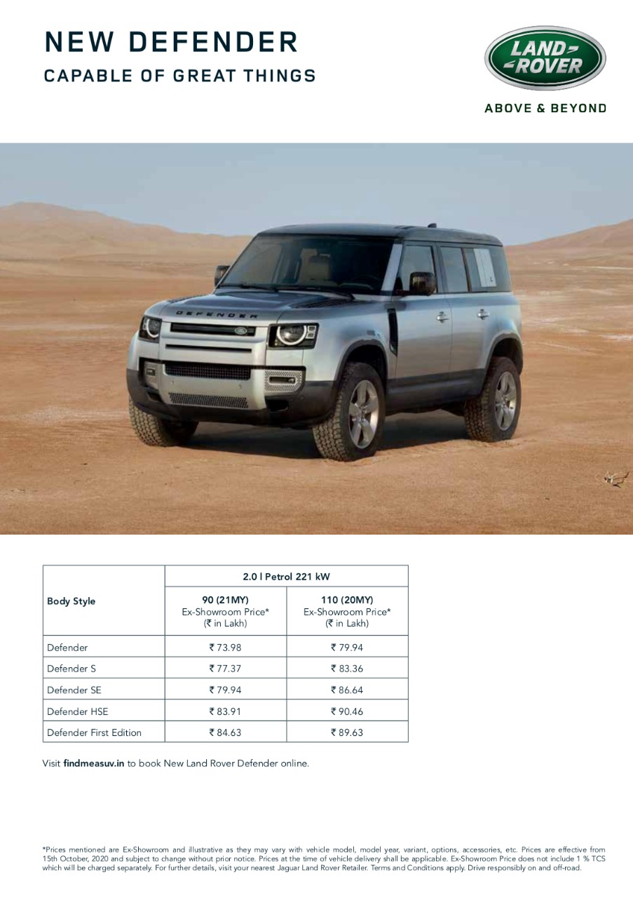 2020 land rover on sale defender parts catalogue