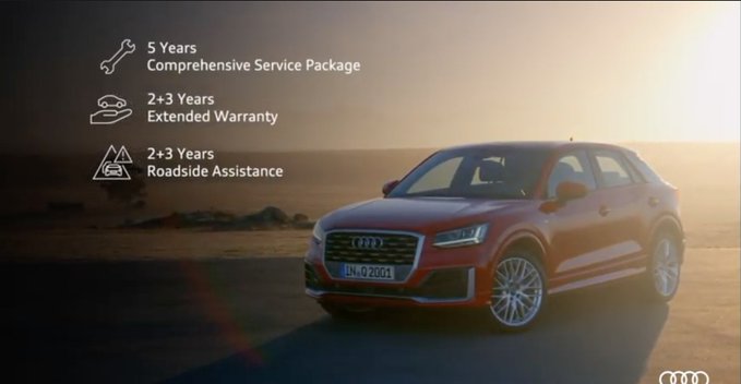 <p>With the Q2, Audi India will give customers a 5-yr comprehensive service package, a 2+3yr extended warranty and 2+3yr of roadside assistance.&nbsp;</p>