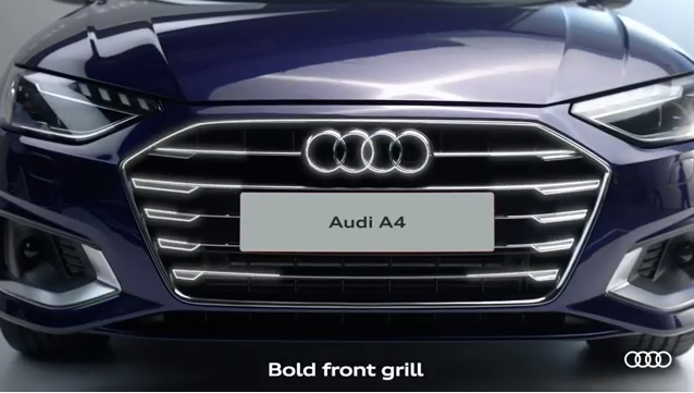 <p>The Audi A4 features a new front end with revised LED lighting, a new grille and bumper</p>