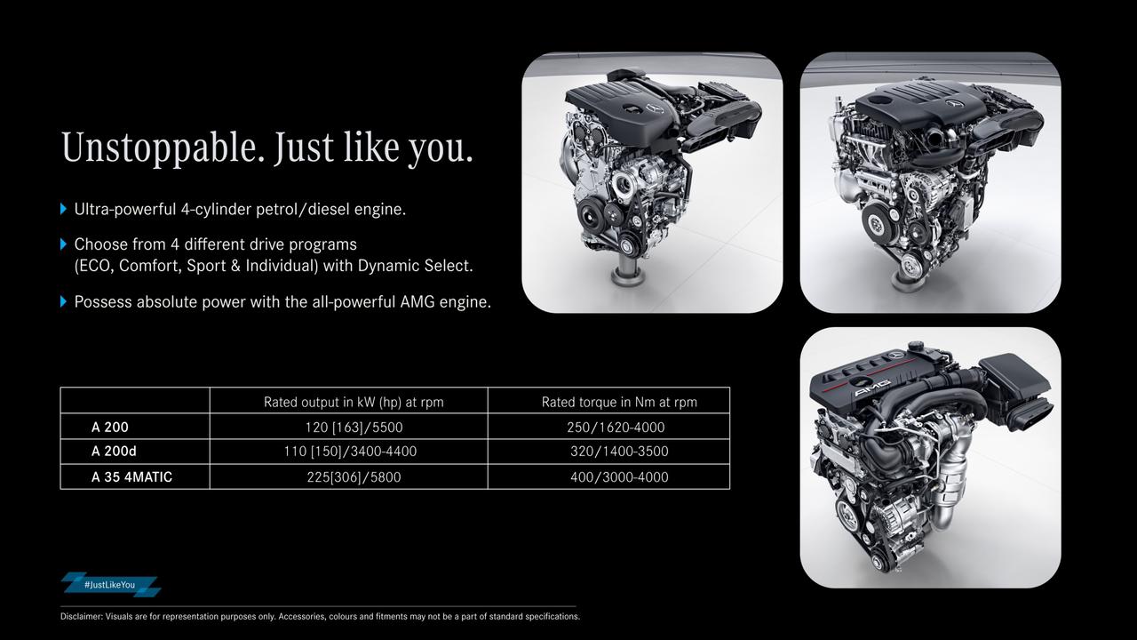 <p>Here are the engine options on the A-Class</p>