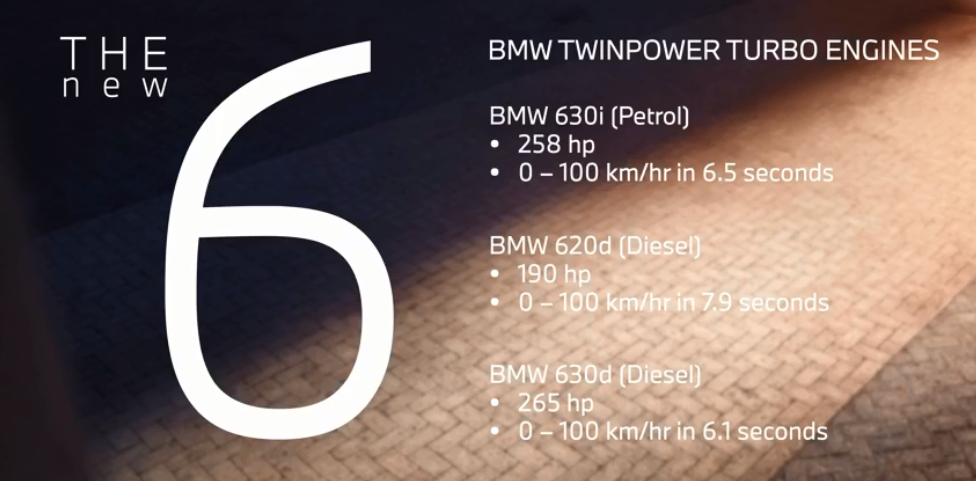 <p>These are the engine options for the BMW 6 Series GT</p>