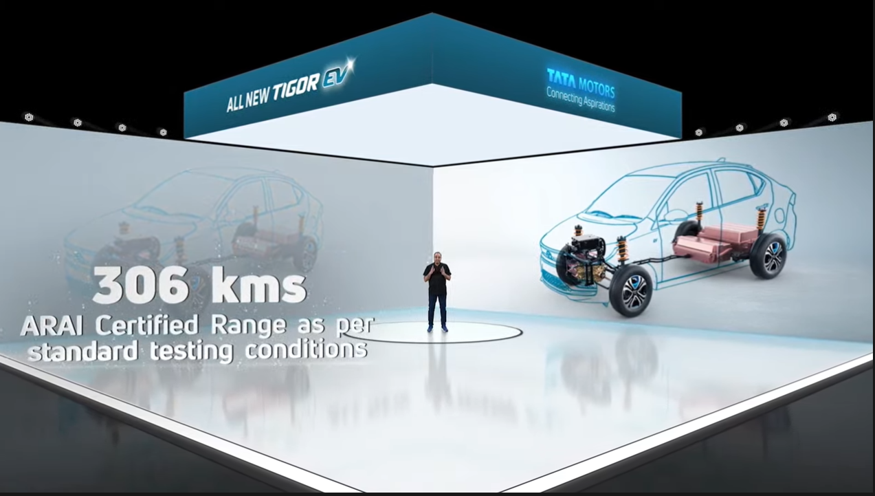<p>The Tigor EV has an ARAI cerified range of 306 km, so expect a real world figure between 200 to 220 km</p>