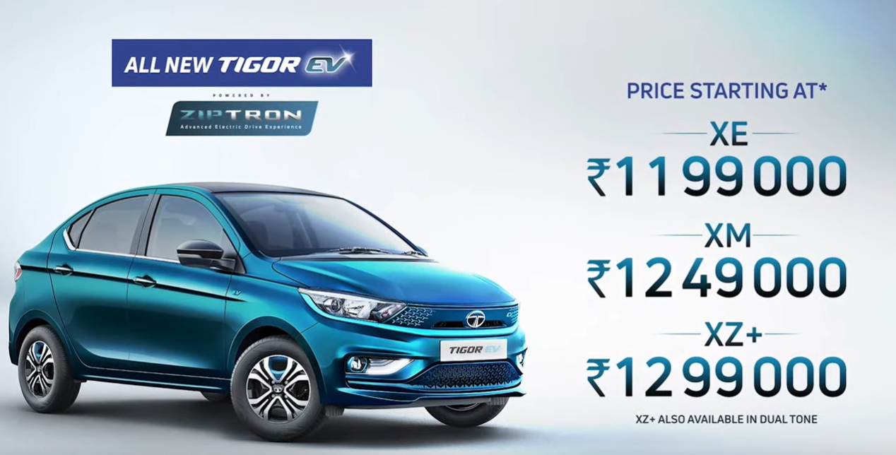 <p>Here are the prices for the Tata Tigor EV</p>