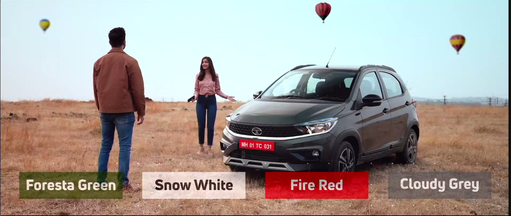 <p>These are the 4 colour options available on the Tata Tiago NRG</p>
