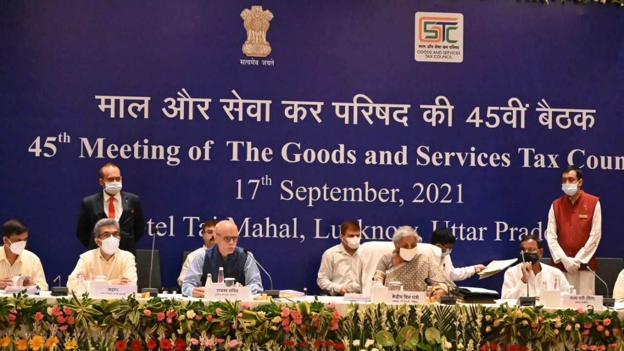  Finance Minister Nirmala Sitharaman chairs the 45th meeting of the GST Council (Image: Twitter/@FinMinIndia) 