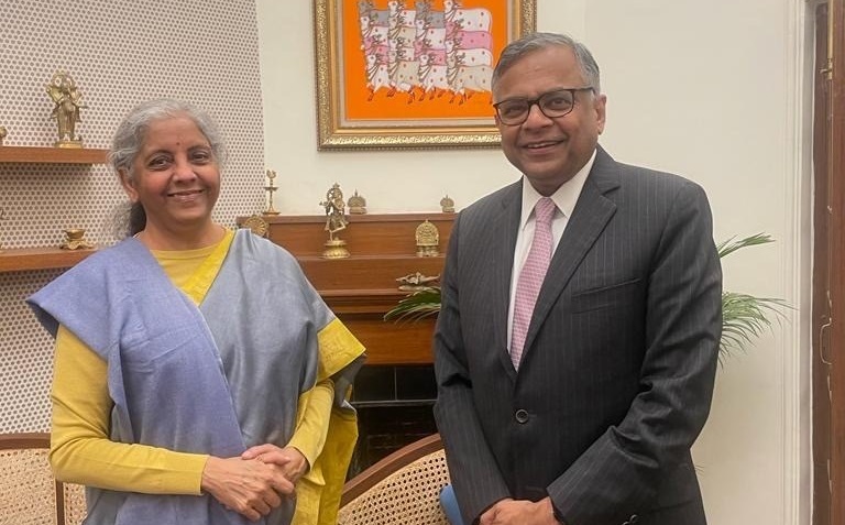Tata takes over Air India LIVE Updates |  Tata Sons Chairman N Chandrasekaran meets Finance Minister Nirmala Sitharaman shortly after the take over of Air India was formally completed.