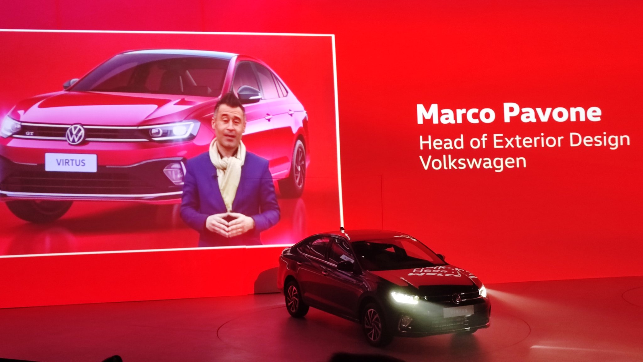 <p>Marc Pavone, head of exterior design, responsible for giving the exterior design and styling for the new Virtus explains how the intent was to make the sedan appear larger, sportier and exclusive.&nbsp;</p>