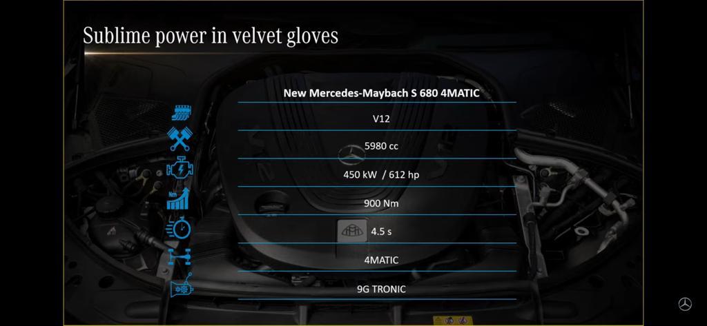 <p>Engine specifications for the Maybach S680</p>
