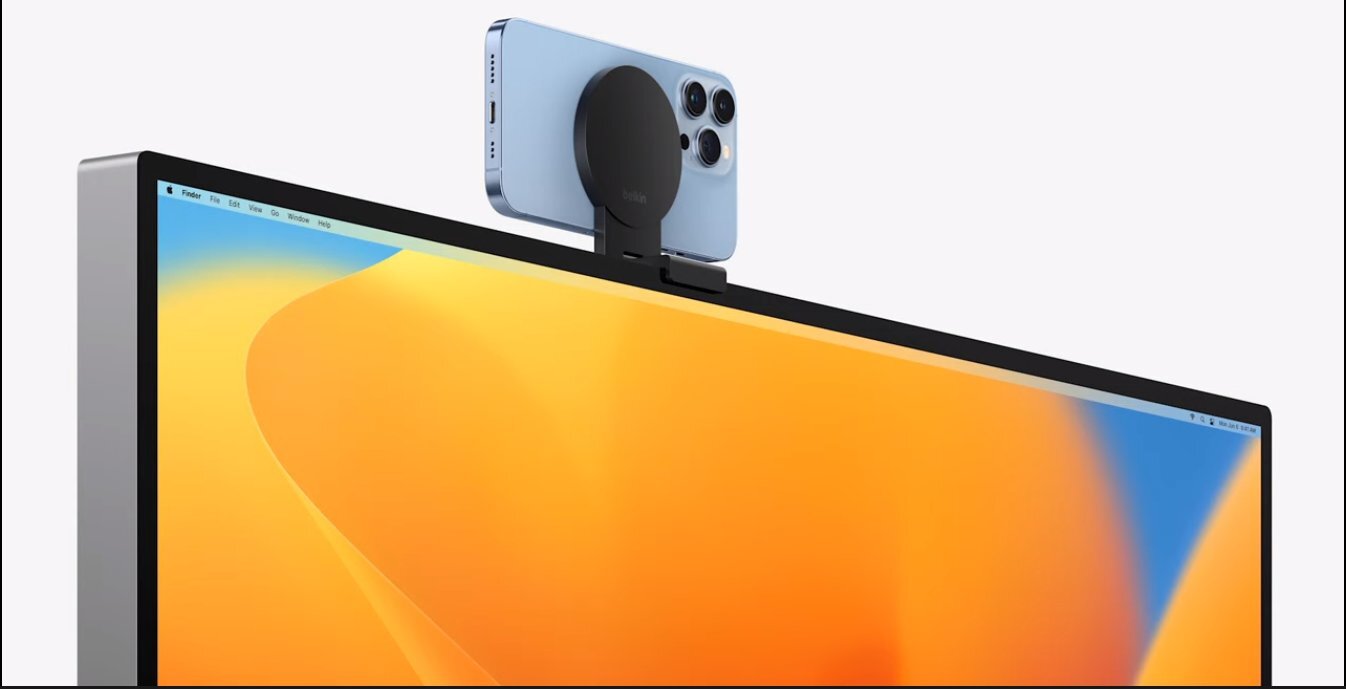  The new Ventura update will enable camera support through the iPhone camera system. This means macOS Ventura will offer support for an iPhone camera and it will work wirelessly, automatically switching to the iPhone camera input when the Mac is close by. 