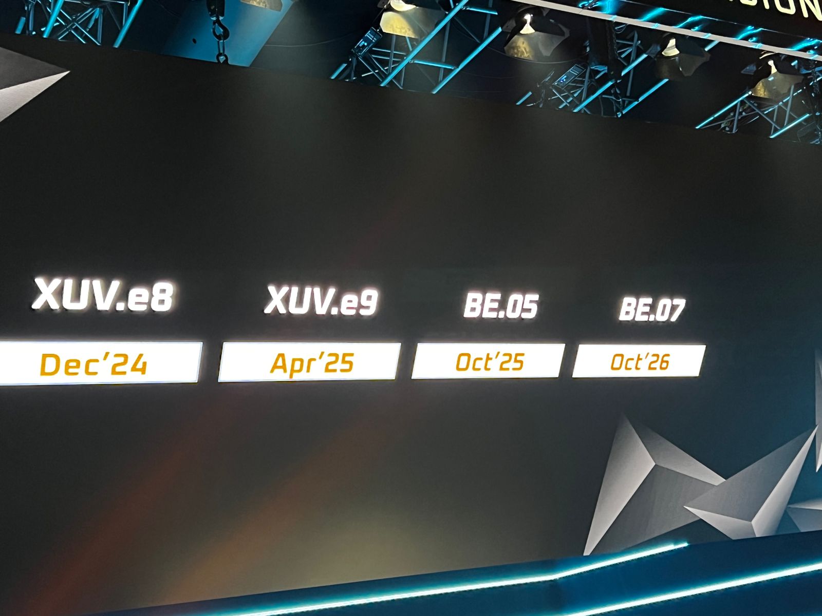 <p>Expected launch dates of the BE and XUV electric cars</p>