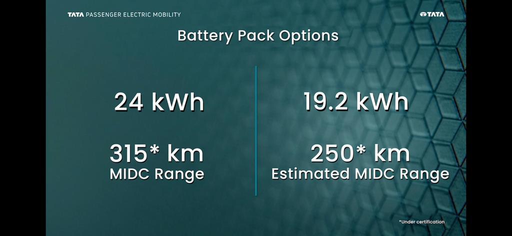 <p>2 different batteries available with the new Tata Tiago EV</p>