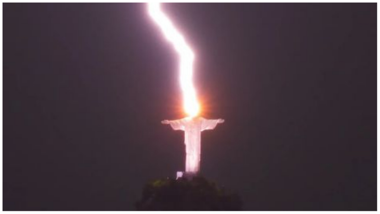   

 
 Brazil's iconic Christ the Redeemer statue was struck by lightning over the weekend in a stunning video that has gone viral on social media. 

 The 125-foot statue, located in Rio de Janeiro, has been struck by lightning for the third time in 15 years with this latest jolt. 

 The video, now viral with over 20 million views, was captured by photographer Fernando Braga. He also shot still photographs of the phenomenon. 
 
