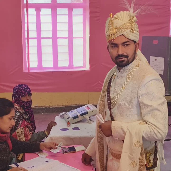 Rajasthan election 2023: Groom votes ahead of wedding